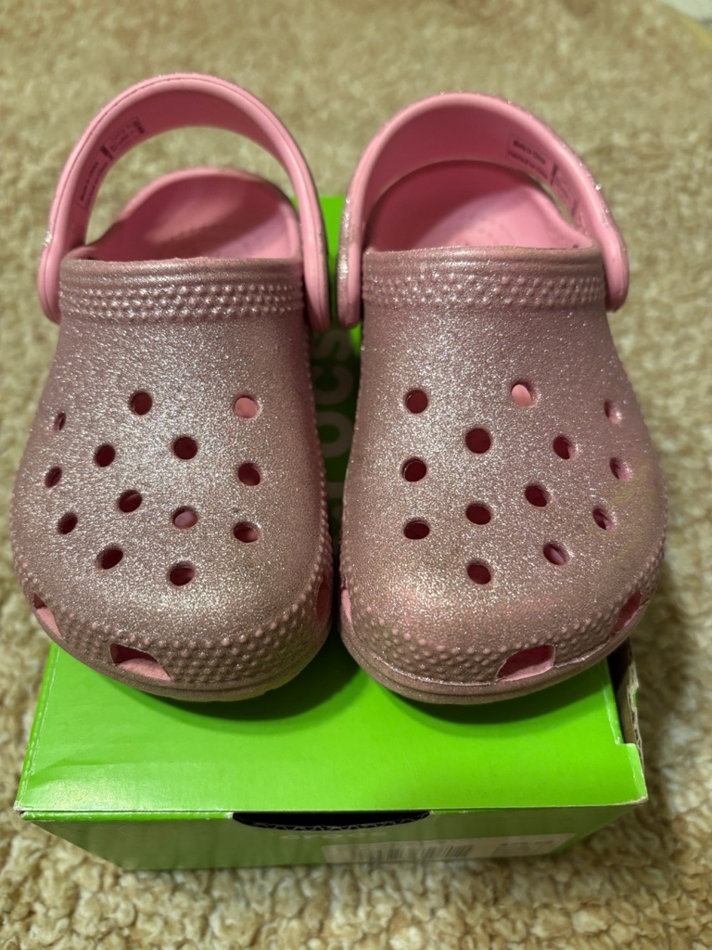 CROCS Toddler's Classic Glitter Pink Clog 7c